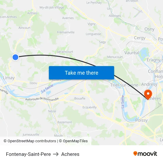 Fontenay-Saint-Pere to Acheres map