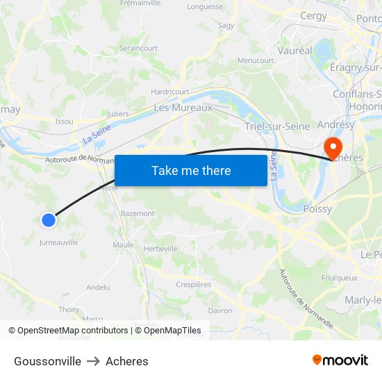 Goussonville to Acheres map