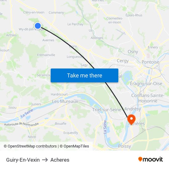 Guiry-En-Vexin to Acheres map