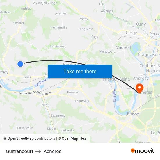 Guitrancourt to Acheres map