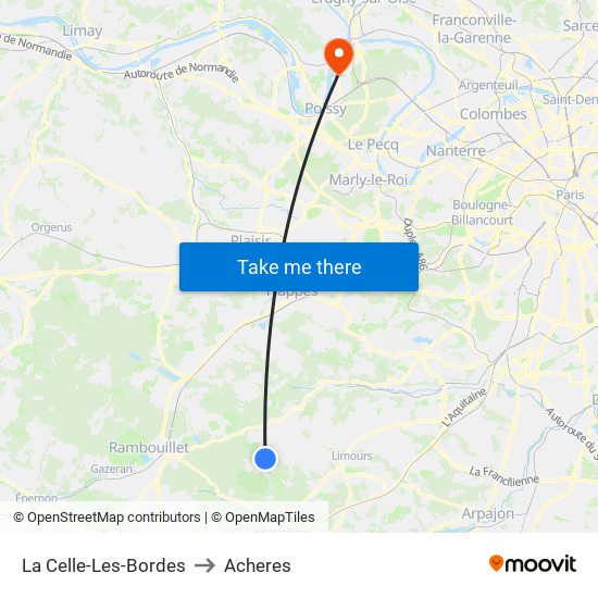 La Celle-Les-Bordes to Acheres map