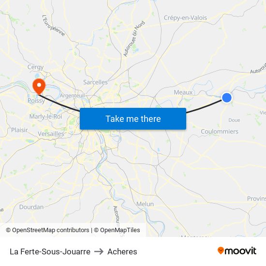 La Ferte-Sous-Jouarre to Acheres map