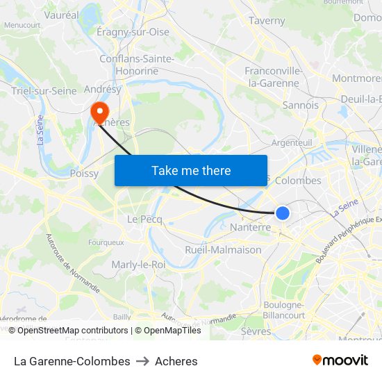 La Garenne-Colombes to Acheres map