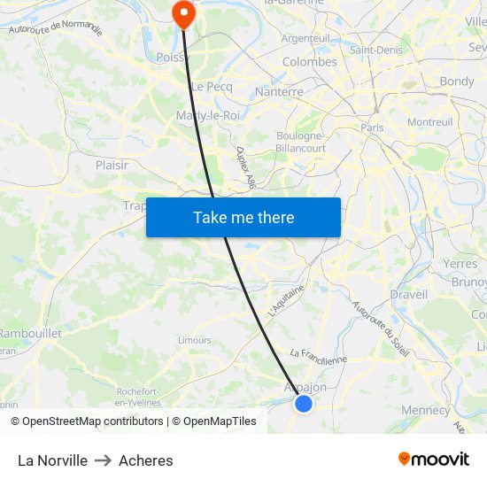 La Norville to Acheres map