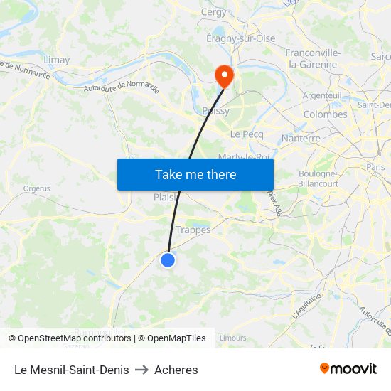 Le Mesnil-Saint-Denis to Acheres map