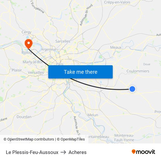Le Plessis-Feu-Aussoux to Acheres map
