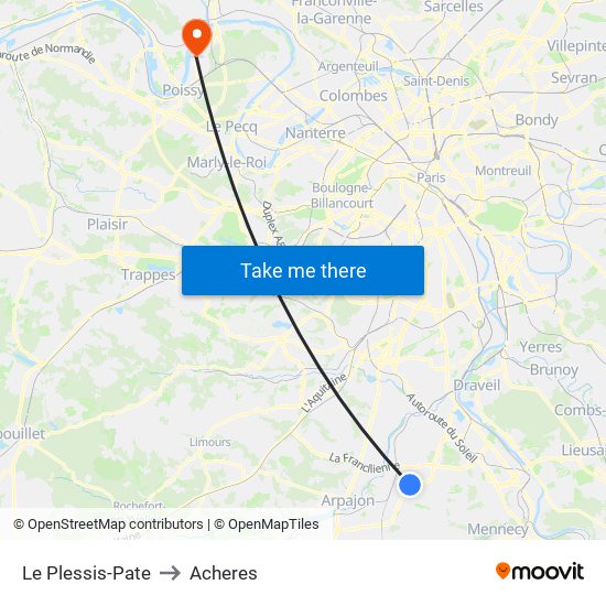 Le Plessis-Pate to Acheres map