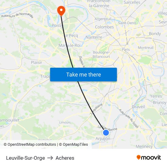 Leuville-Sur-Orge to Acheres map