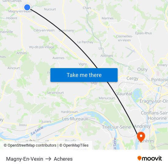 Magny-En-Vexin to Acheres map