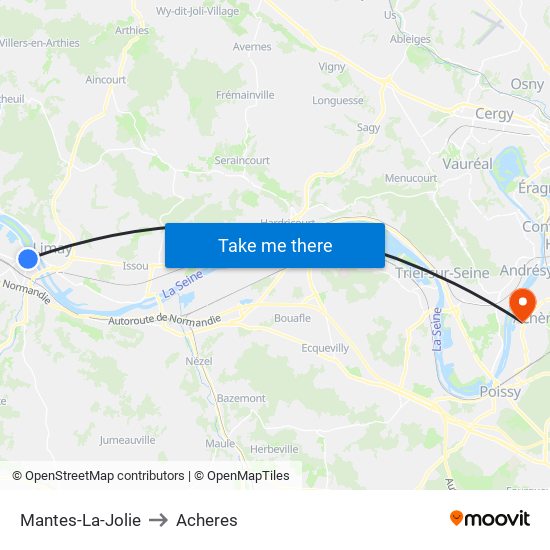 Mantes-La-Jolie to Acheres map