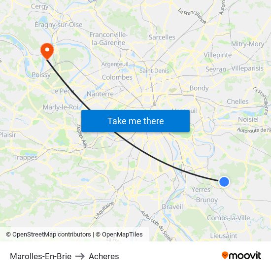 Marolles-En-Brie to Acheres map