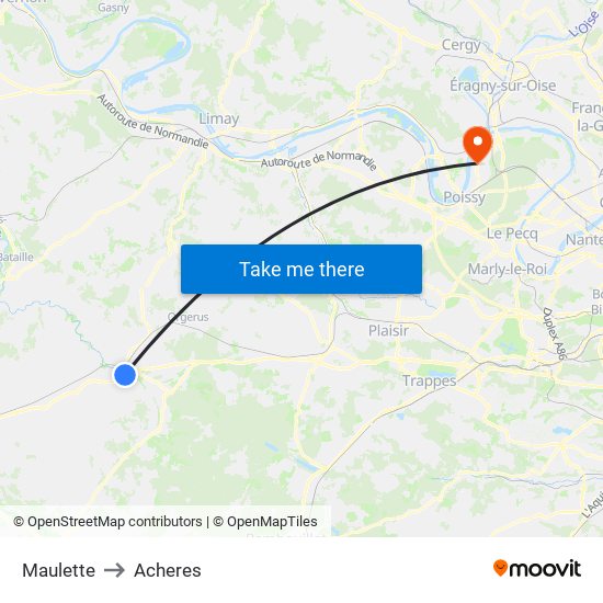 Maulette to Acheres map
