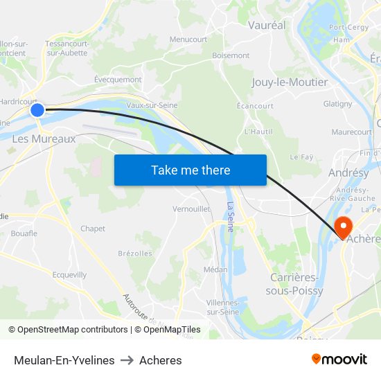 Meulan-En-Yvelines to Acheres map