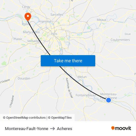 Montereau-Fault-Yonne to Acheres map