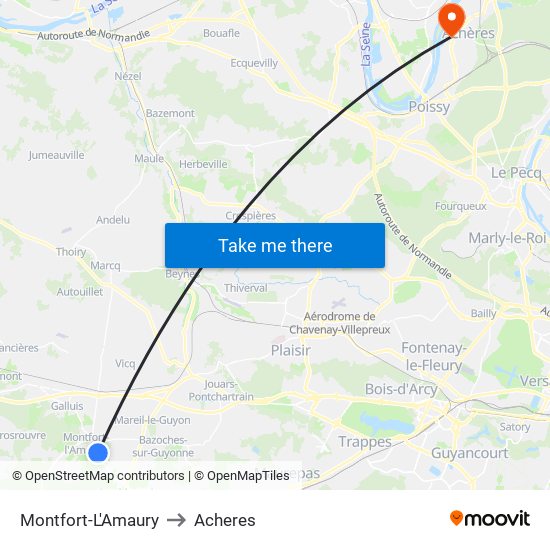 Montfort-L'Amaury to Acheres map