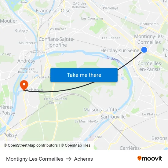 Montigny-Les-Cormeilles to Acheres map