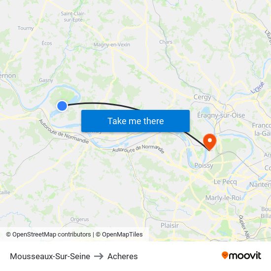 Mousseaux-Sur-Seine to Acheres map