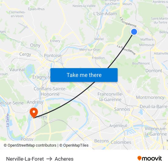 Nerville-La-Foret to Acheres map