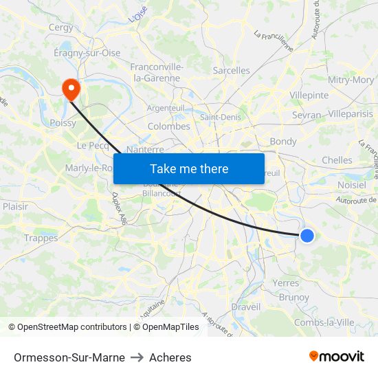 Ormesson-Sur-Marne to Acheres map