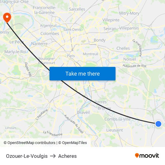 Ozouer-Le-Voulgis to Acheres map