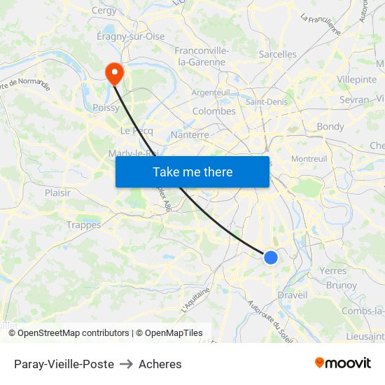 Paray-Vieille-Poste to Acheres map