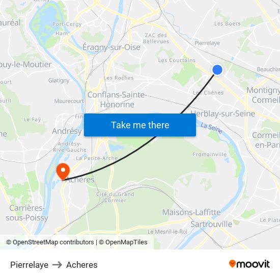 Pierrelaye to Acheres map