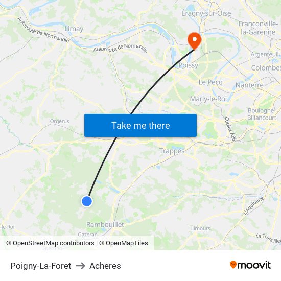 Poigny-La-Foret to Acheres map