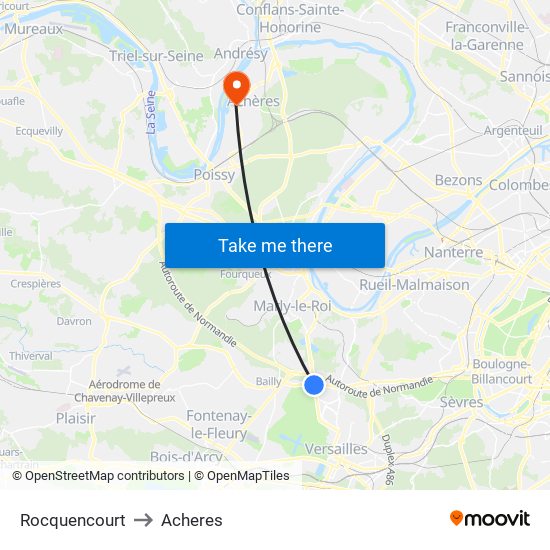 Rocquencourt to Acheres map