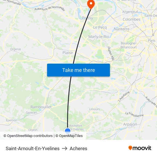 Saint-Arnoult-En-Yvelines to Acheres map