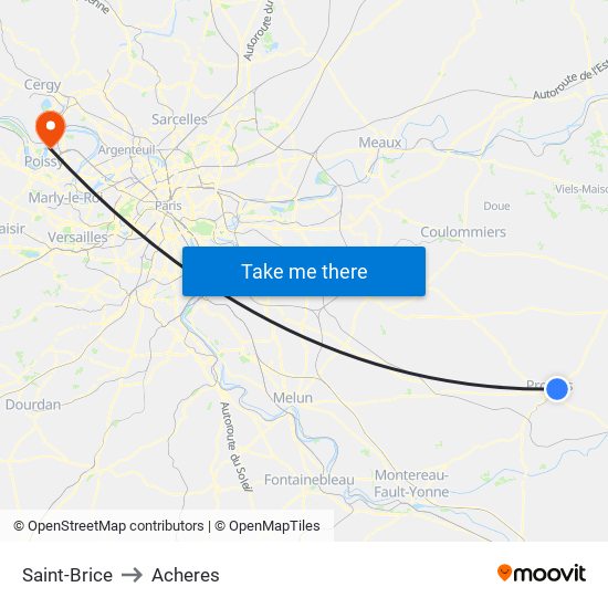 Saint-Brice to Acheres map