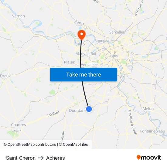 Saint-Cheron to Acheres map