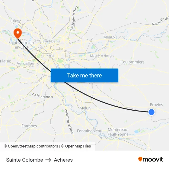 Sainte-Colombe to Acheres map
