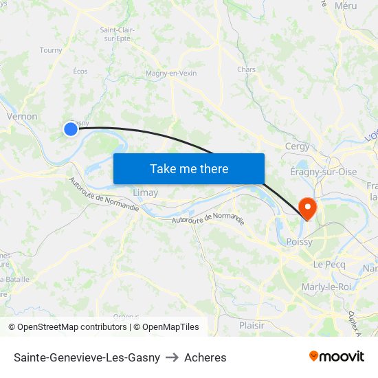 Sainte-Genevieve-Les-Gasny to Acheres map