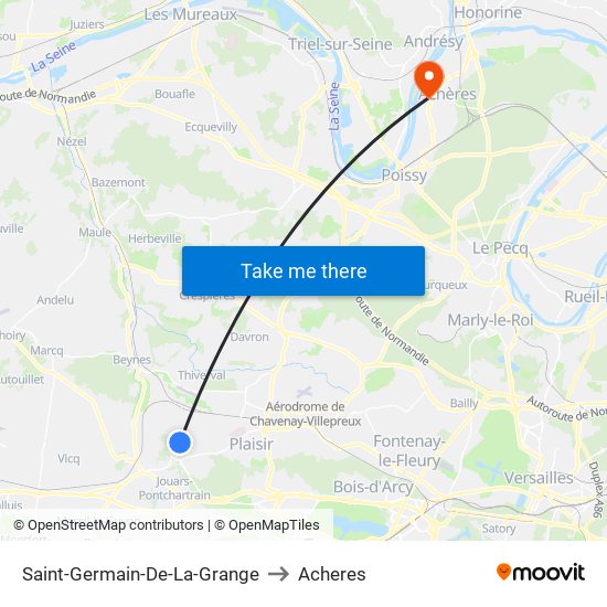 Saint-Germain-De-La-Grange to Acheres map