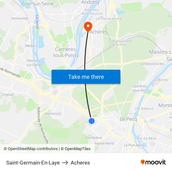Saint-Germain-En-Laye to Acheres map