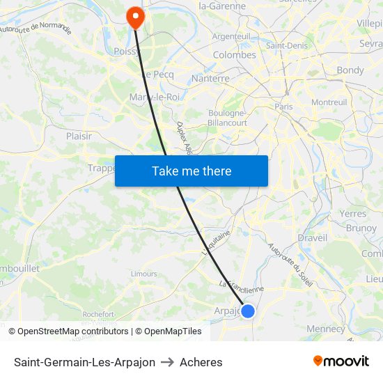 Saint-Germain-Les-Arpajon to Acheres map