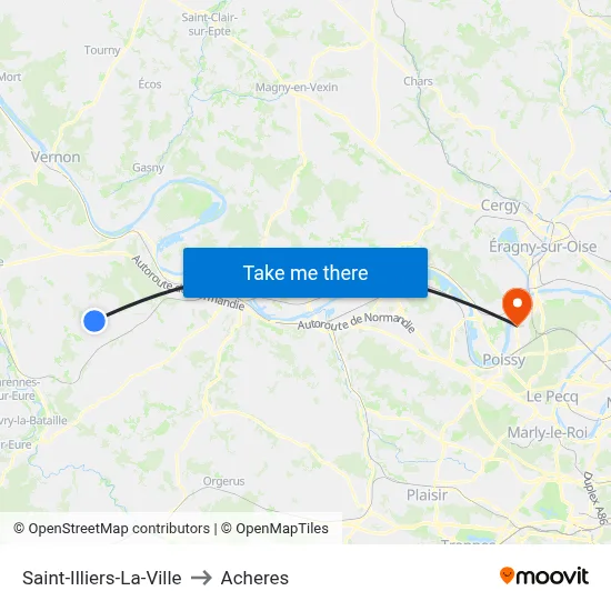 Saint-Illiers-La-Ville to Acheres map