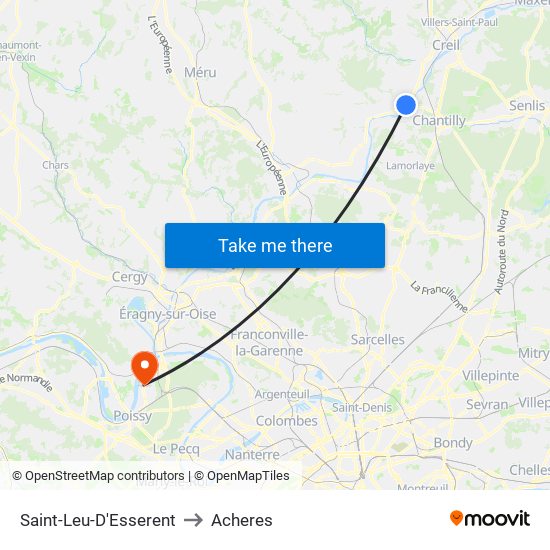Saint-Leu-D'Esserent to Acheres map
