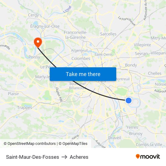 Saint-Maur-Des-Fosses to Acheres map