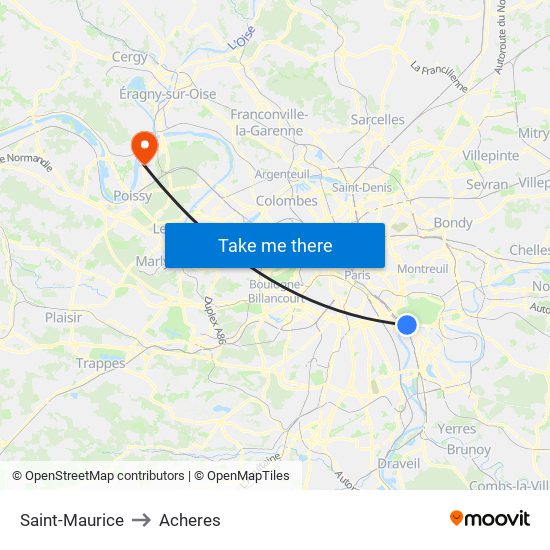 Saint-Maurice to Acheres map