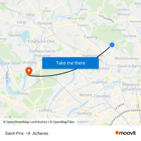 Saint-Prix to Acheres map
