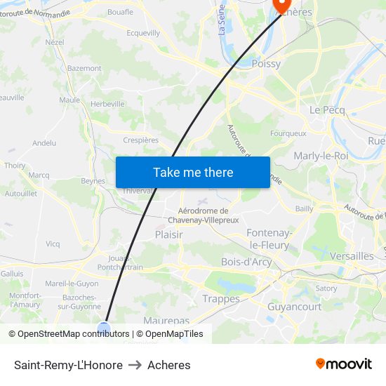 Saint-Remy-L'Honore to Acheres map