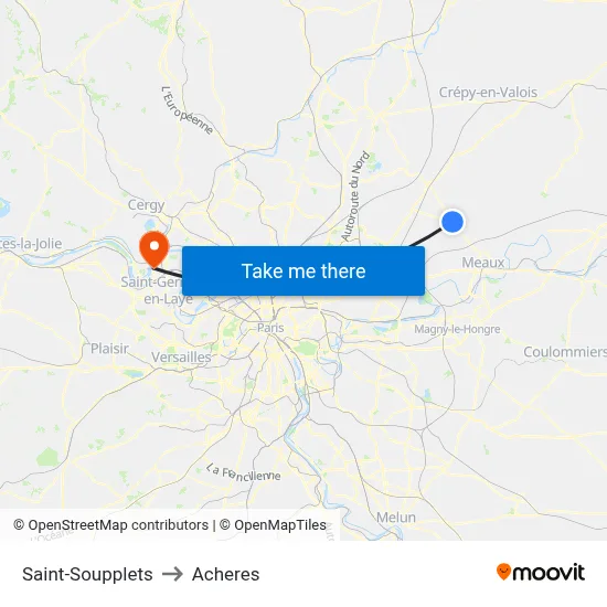 Saint-Soupplets to Acheres map
