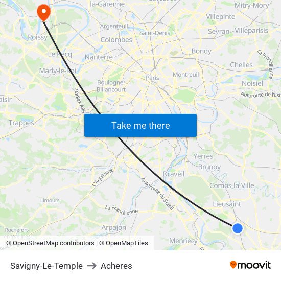 Savigny-Le-Temple to Acheres map