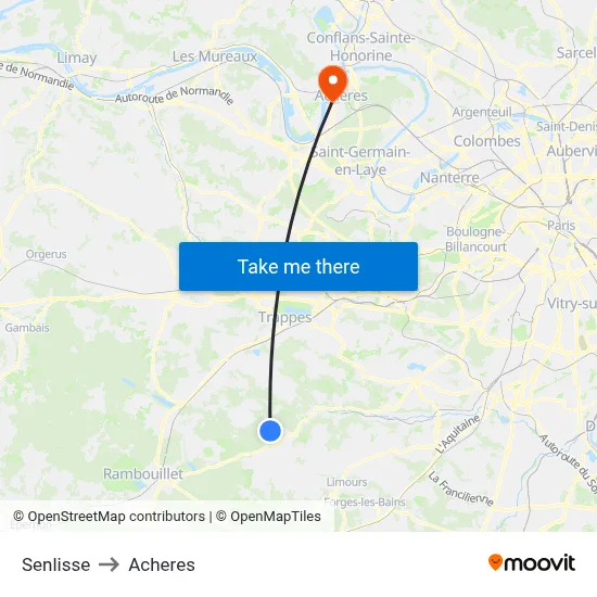 Senlisse to Acheres map