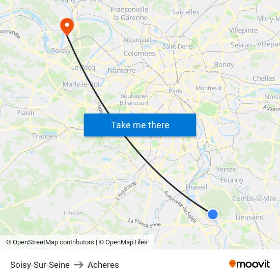 Soisy-Sur-Seine to Acheres map