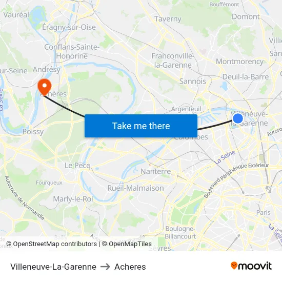 Villeneuve-La-Garenne to Acheres map