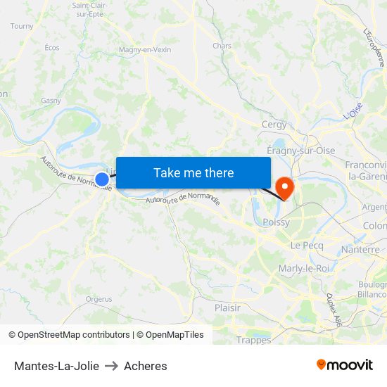 Mantes-La-Jolie to Acheres map