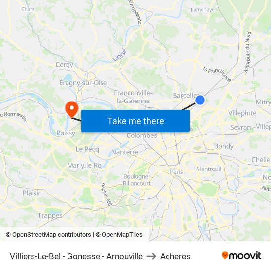 Villiers-Le-Bel - Gonesse - Arnouville to Acheres map