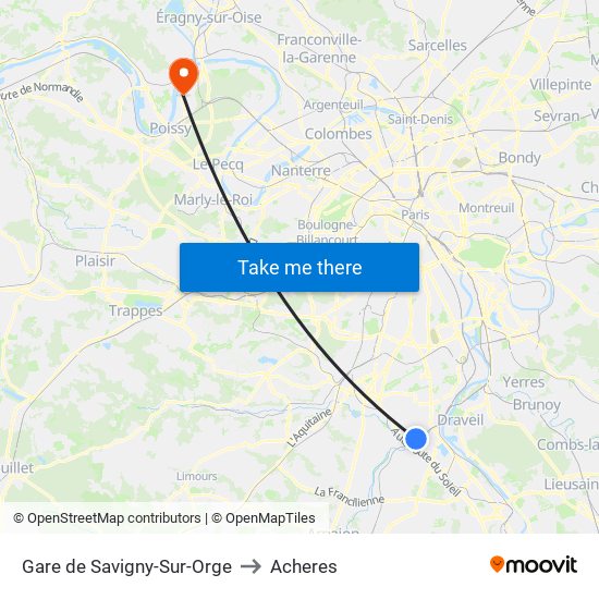 Gare de Savigny-Sur-Orge to Acheres map